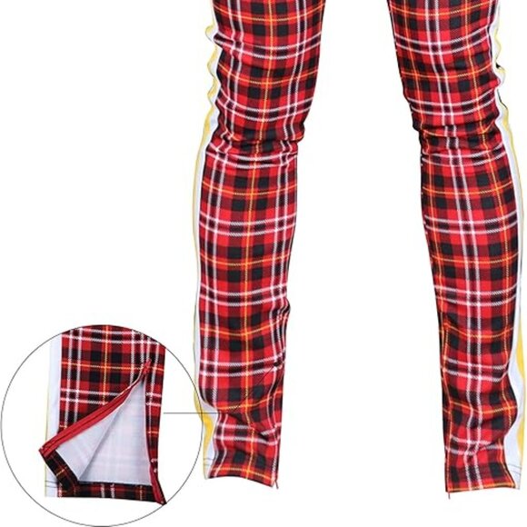 Mens Athletic Hip Hop Premium Slim Fit Track Pants Sweatpants w/ Side Taping 2XL - Picture 6 of 14